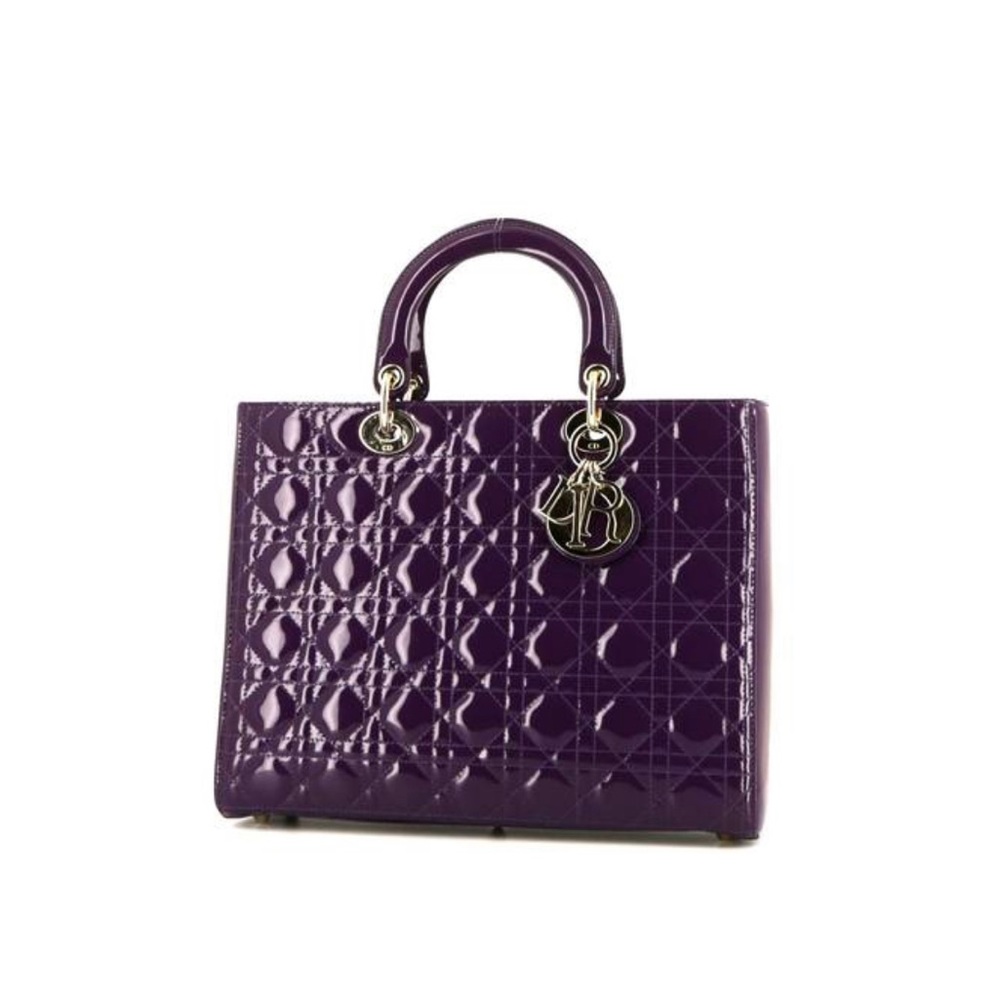 Dior Lady Dior Large model handbag in Purple patent leather